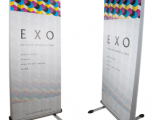 EXO - double sided, heavy duty banner stand that is perfect for outdoor use