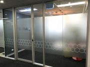 Frosted/privacy film with cut out lettering